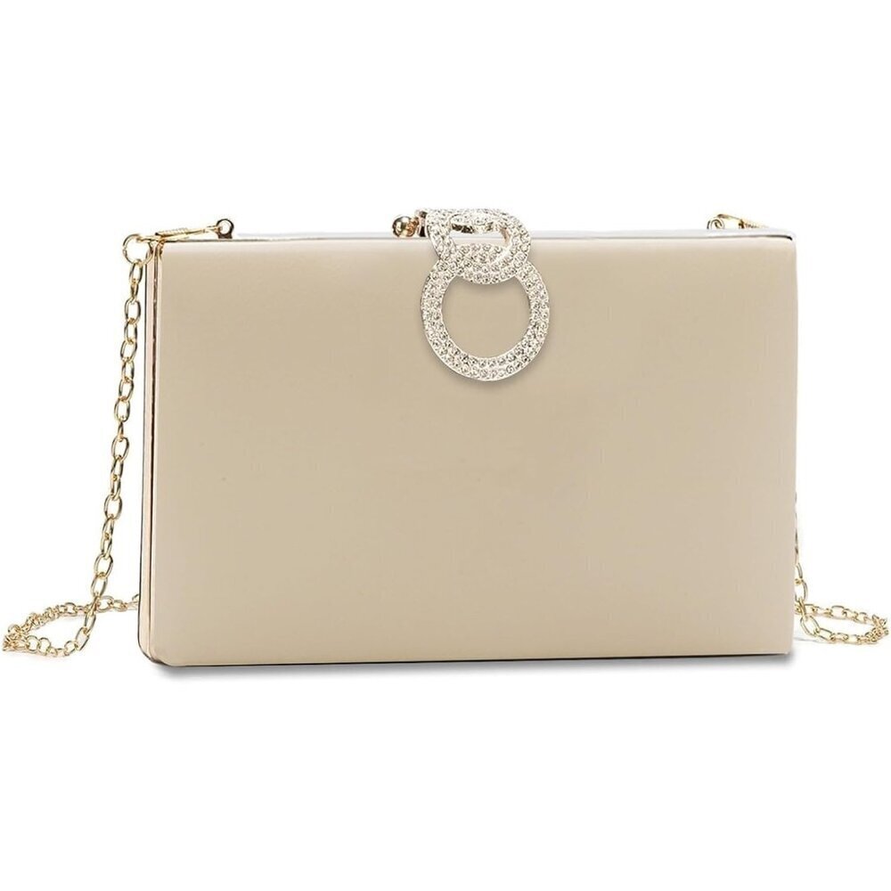 🆕Women's Faux leather inch Girls Handbag Push Lock Clutch Purses Polyester Bags